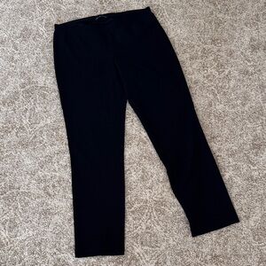 Eileen Fisher black pull on stretch crepe straight cut pants.